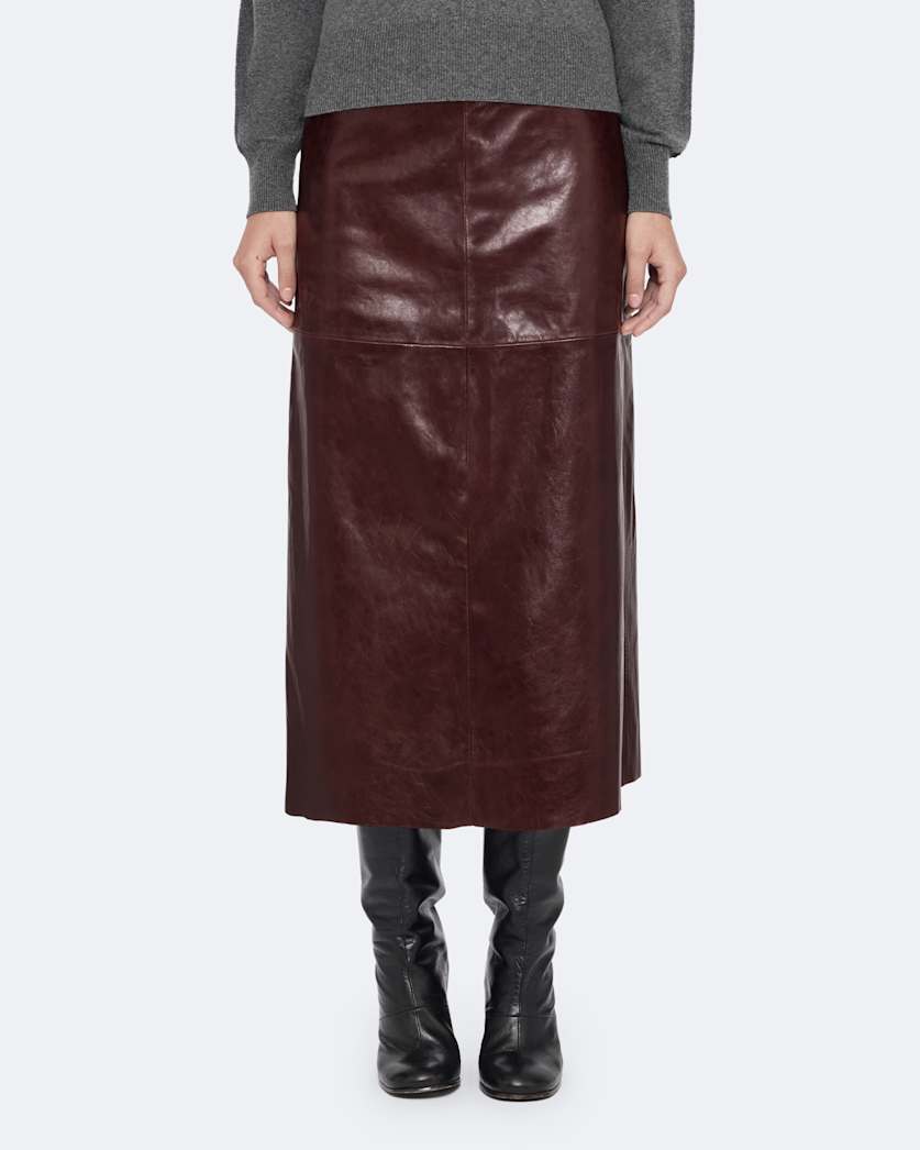 Olivia Leather Midi Skirt