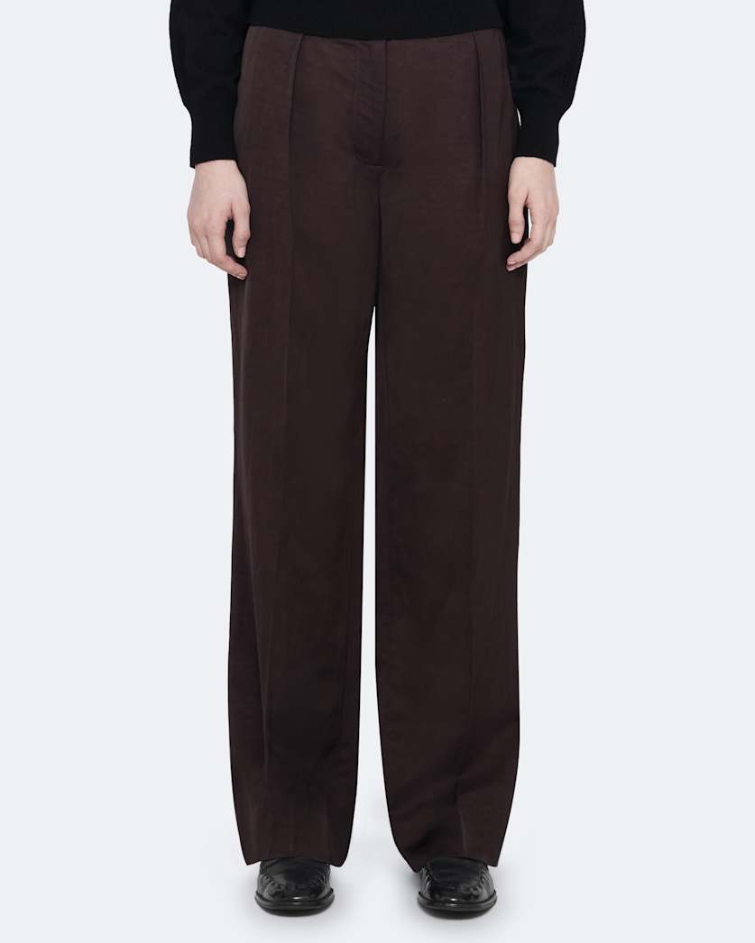 Leonie Mid-Rise Satin Wide-Leg Trousers