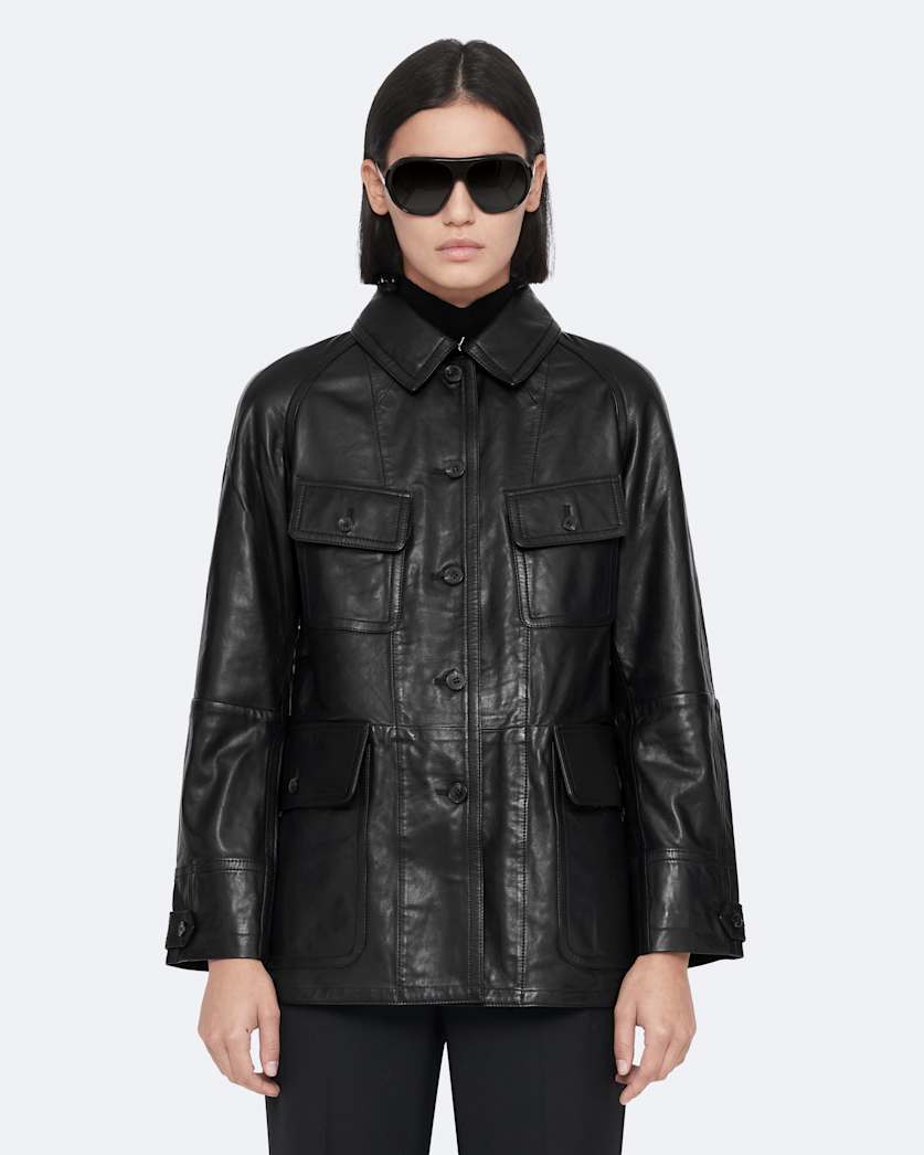 Leather hunting jacket