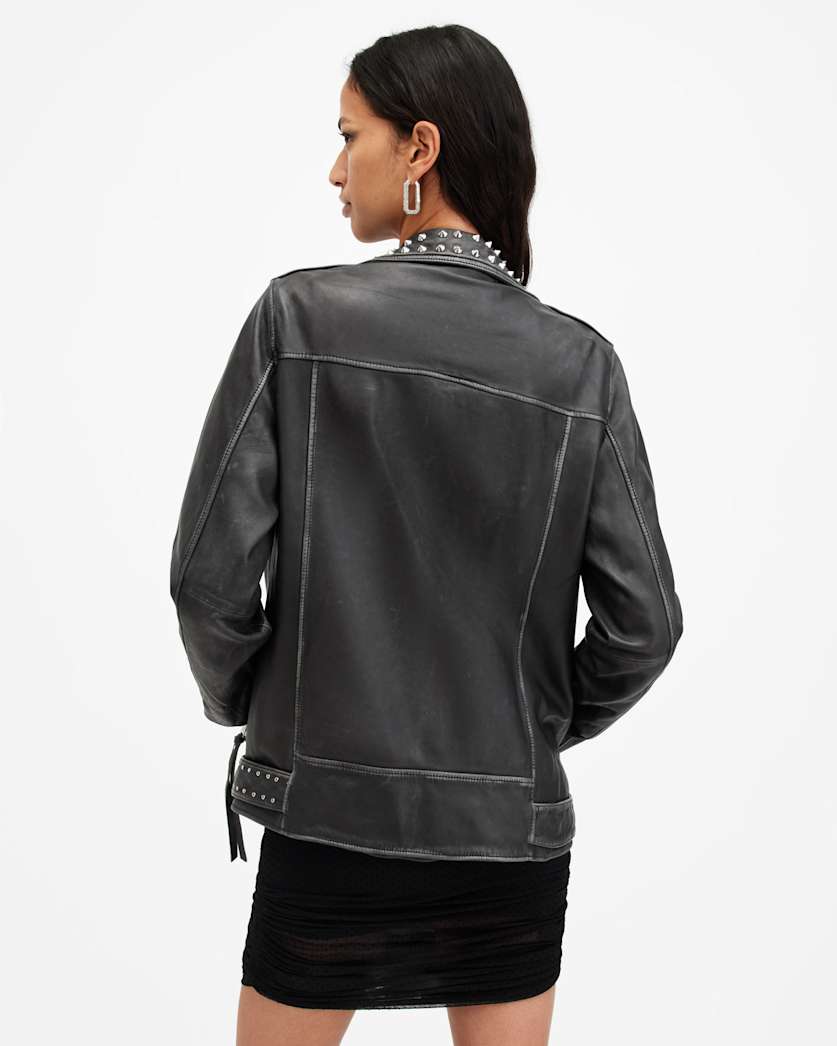 Billie Leather Conical Studded Jacket