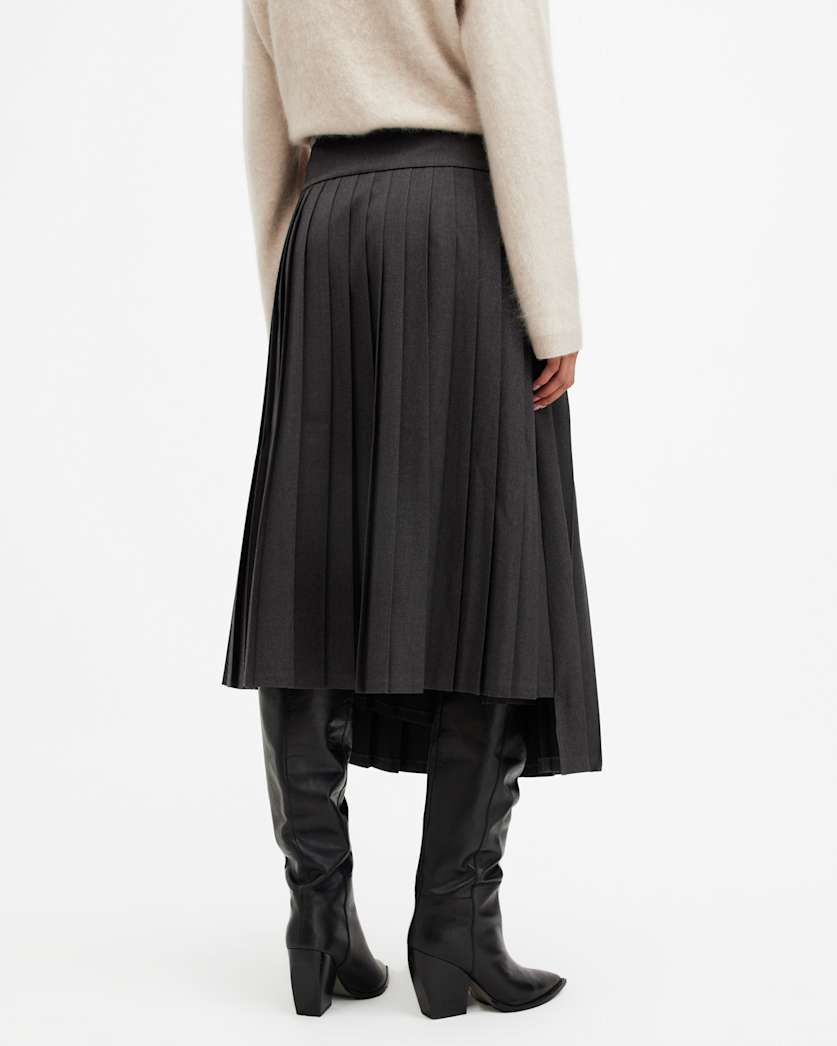 Kaya Pleated Asymmetric Midi Skirt
