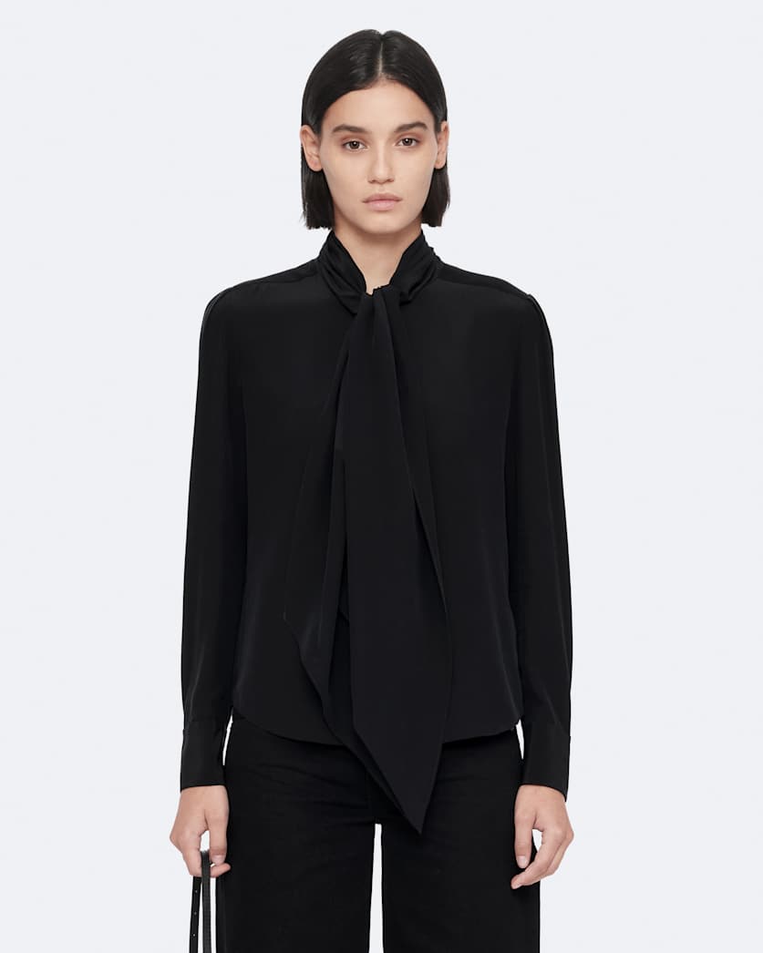Bow-detail silk shirt