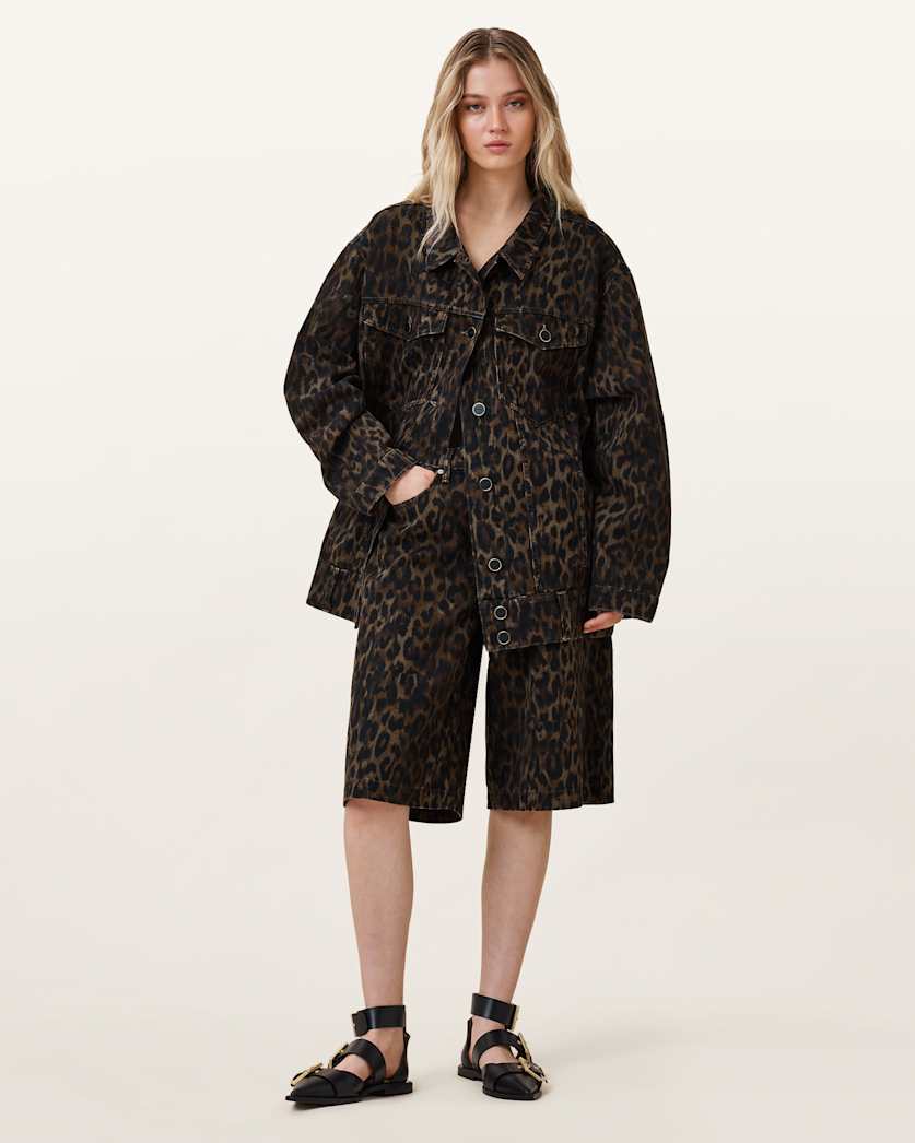 Louie Leopard Print Long Shorts