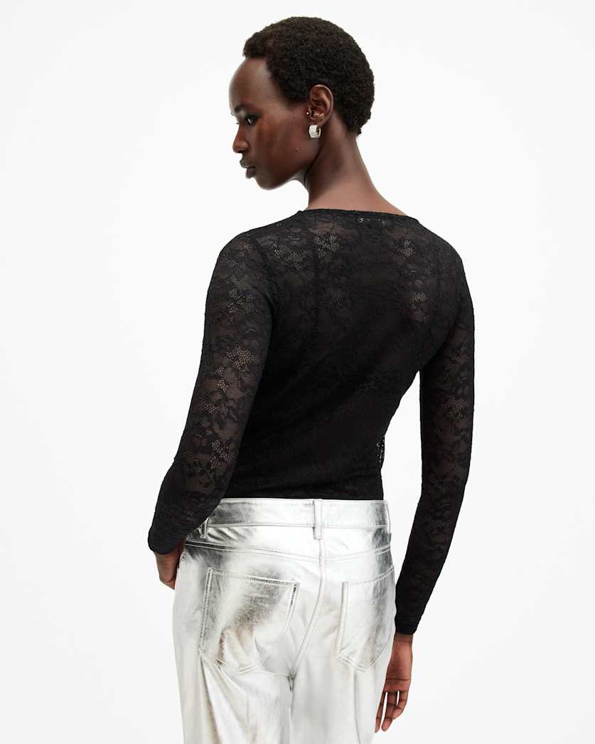 Edana Lace Long Sleeve Slim Fit Top