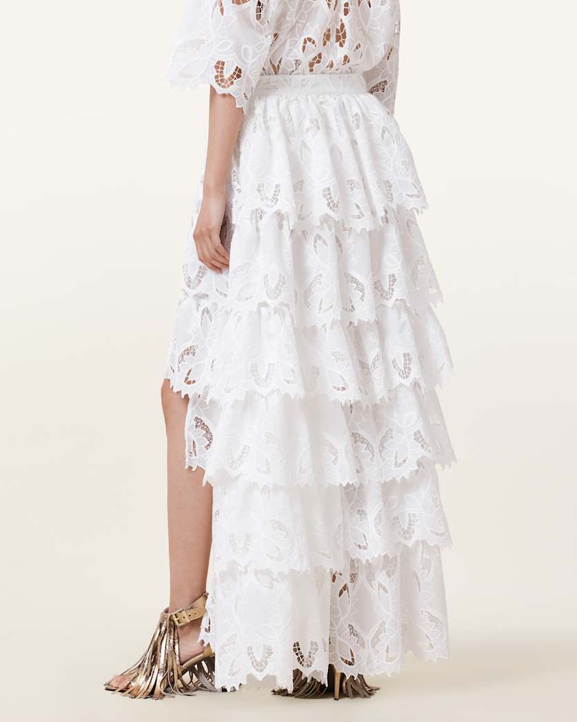 Cavarly Embroidered Maxi Skirt