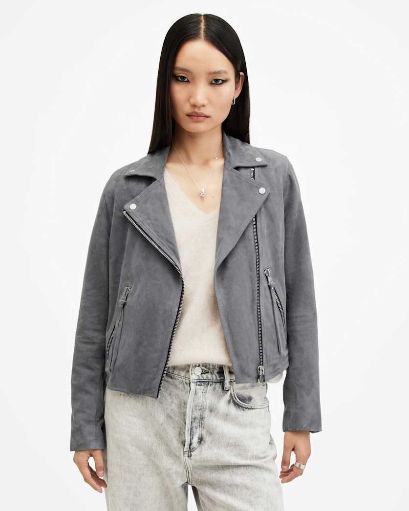 Dalby Slim Fit Suede Biker Jacket
