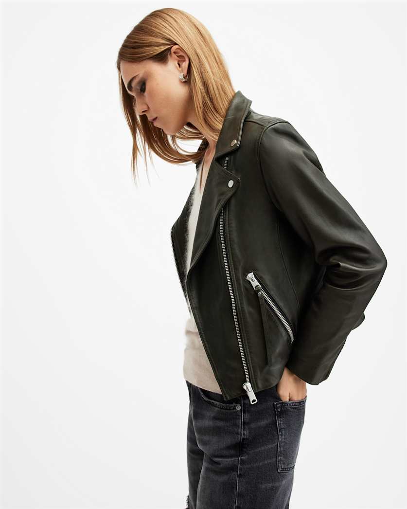 Dalby Slim Fit Leather Biker Jacket