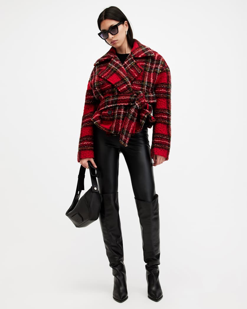 Boston Oversized Cropped Check Jacket