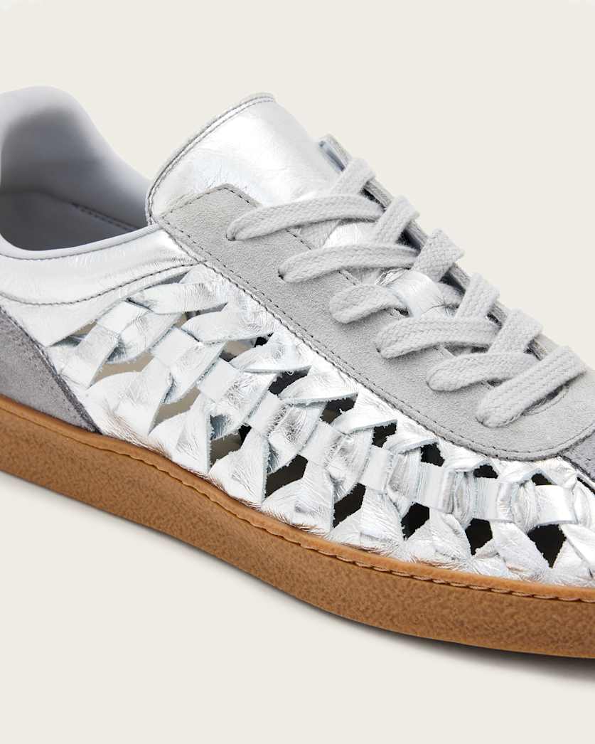 Velma Low Top Round Toe Woven Leather Trainers