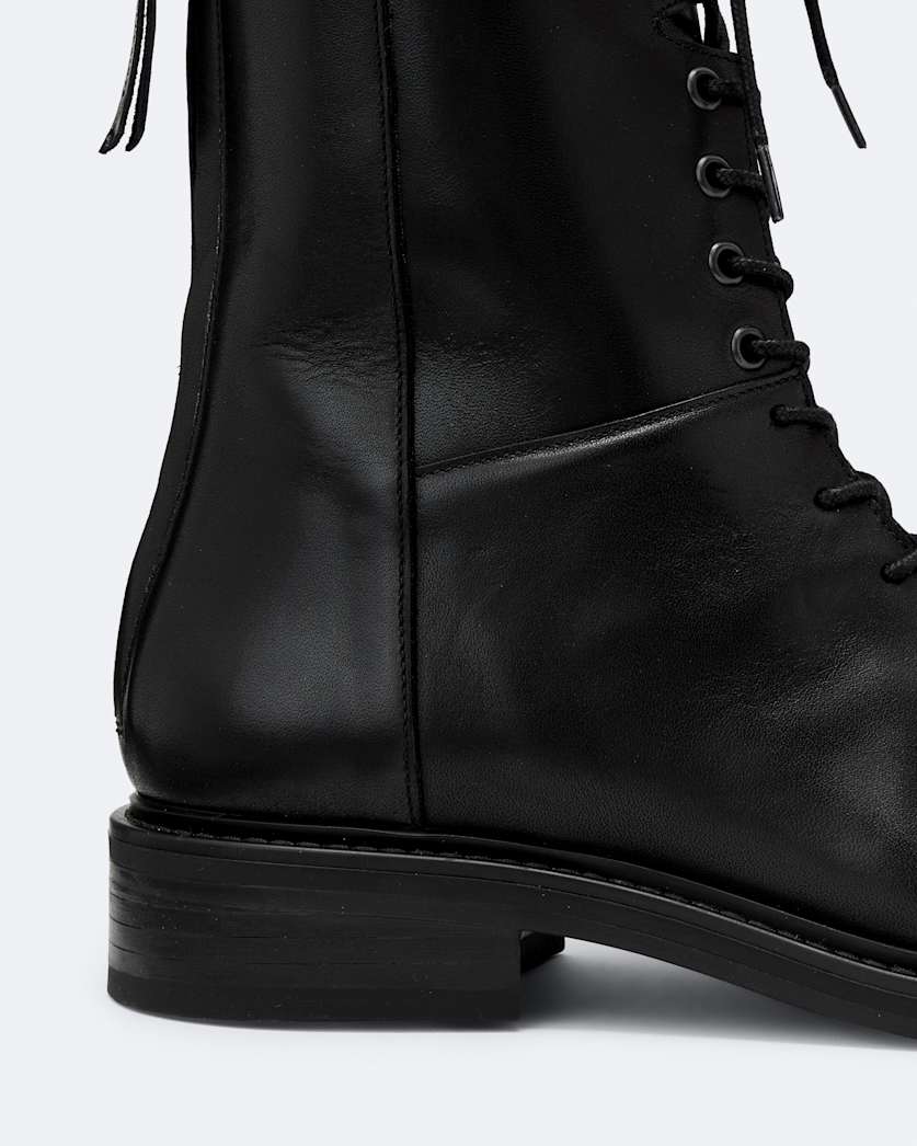 Misty Back-Zip Leather Military Boots