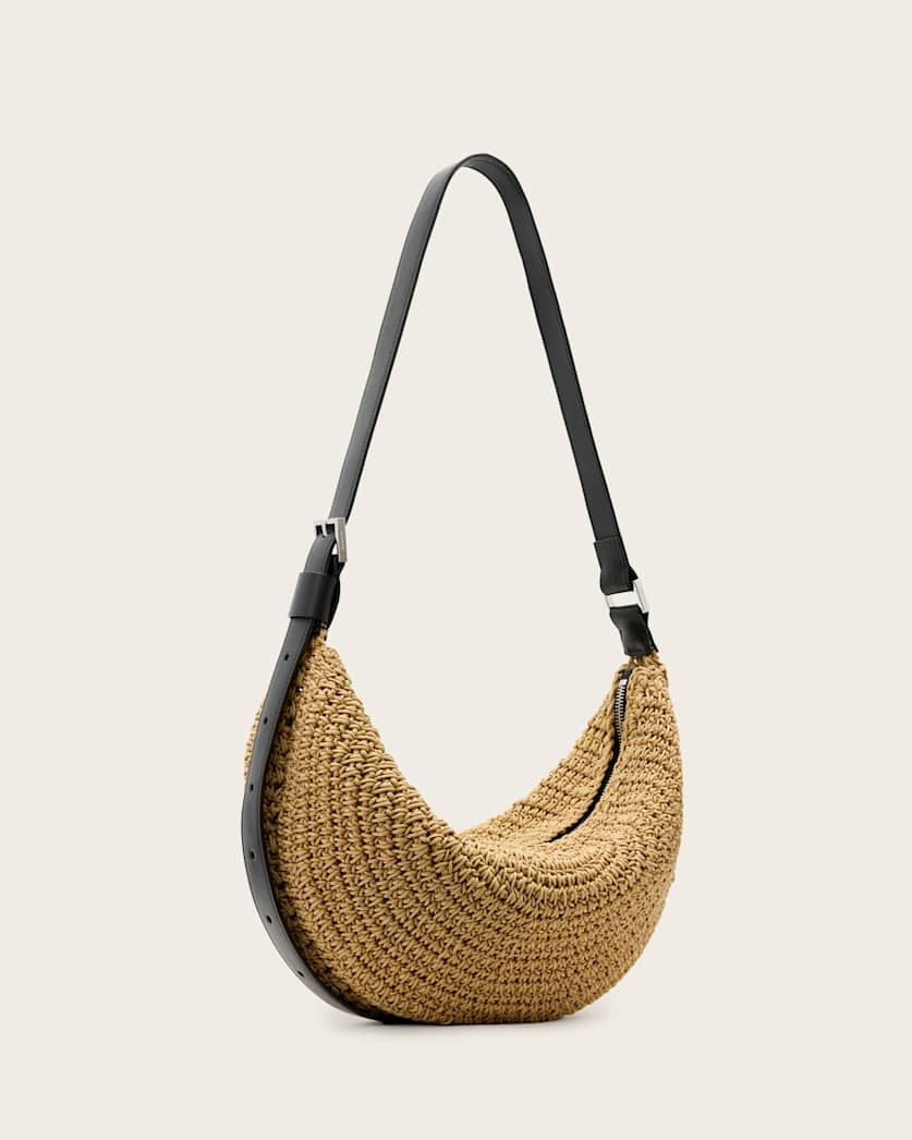 Half Moon Waxed Cotton Shoulder Bag