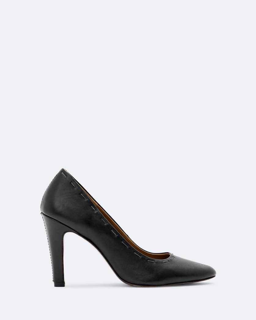 Hand stitch almond toe court shoes