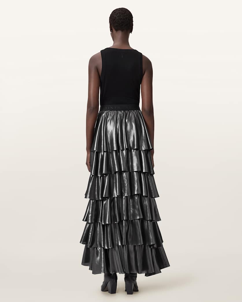 Cavarly Metallic Maxi Skirt