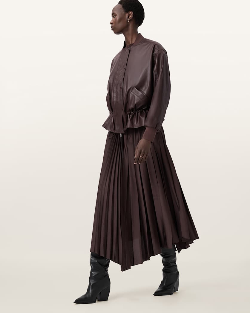 Sofi Drawstring Leather Bomber Jacket