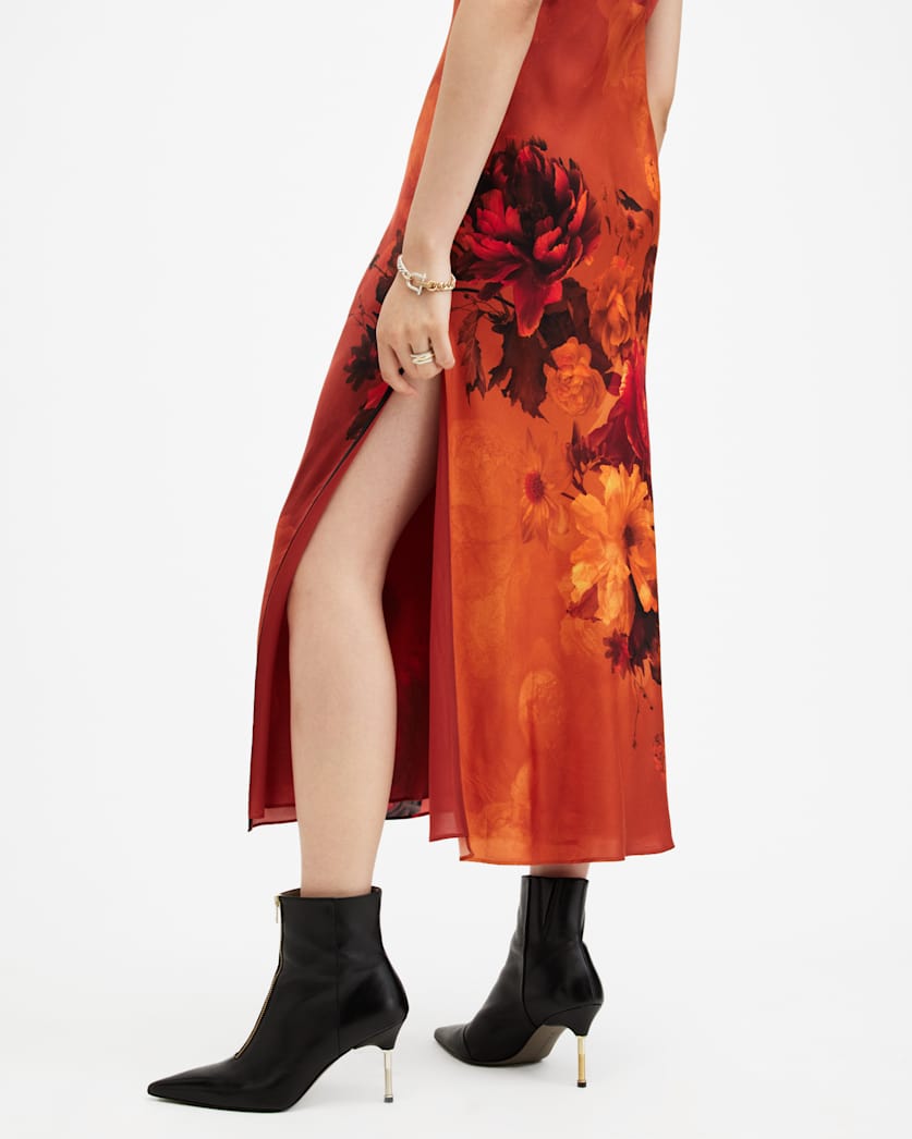 Karla V-Neck Silk Blend Midi Dress