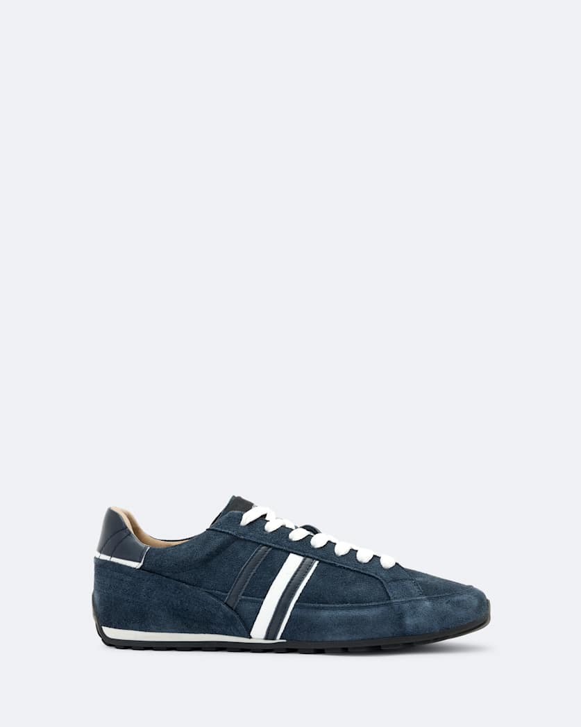 Leather and suede low trainers