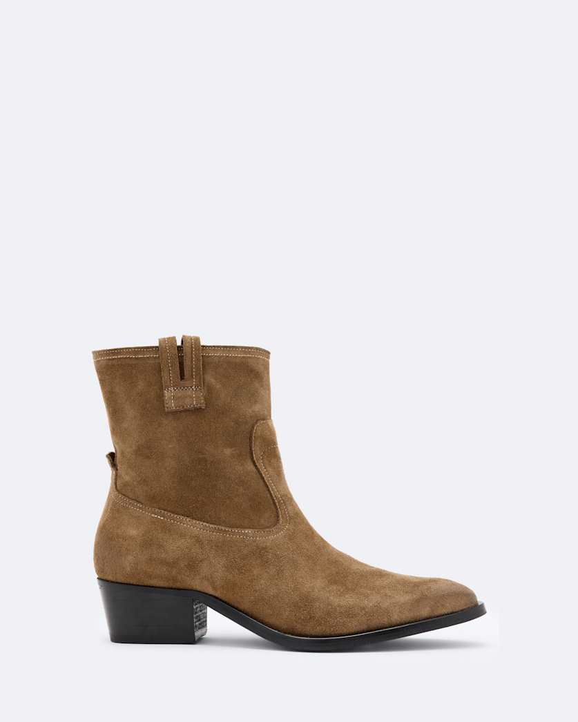 Suede zip up dress boot