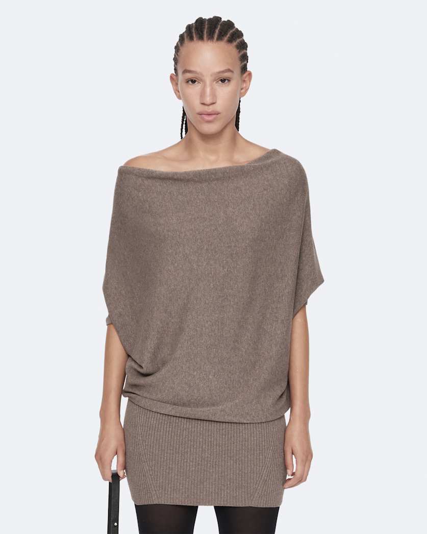 Ellie Asymmetric Knitted Cotton Mini Dress