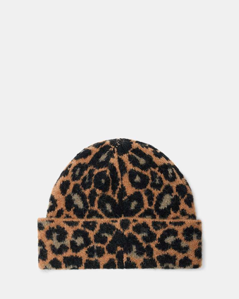 Lex Leopard Print Brushed Beanie