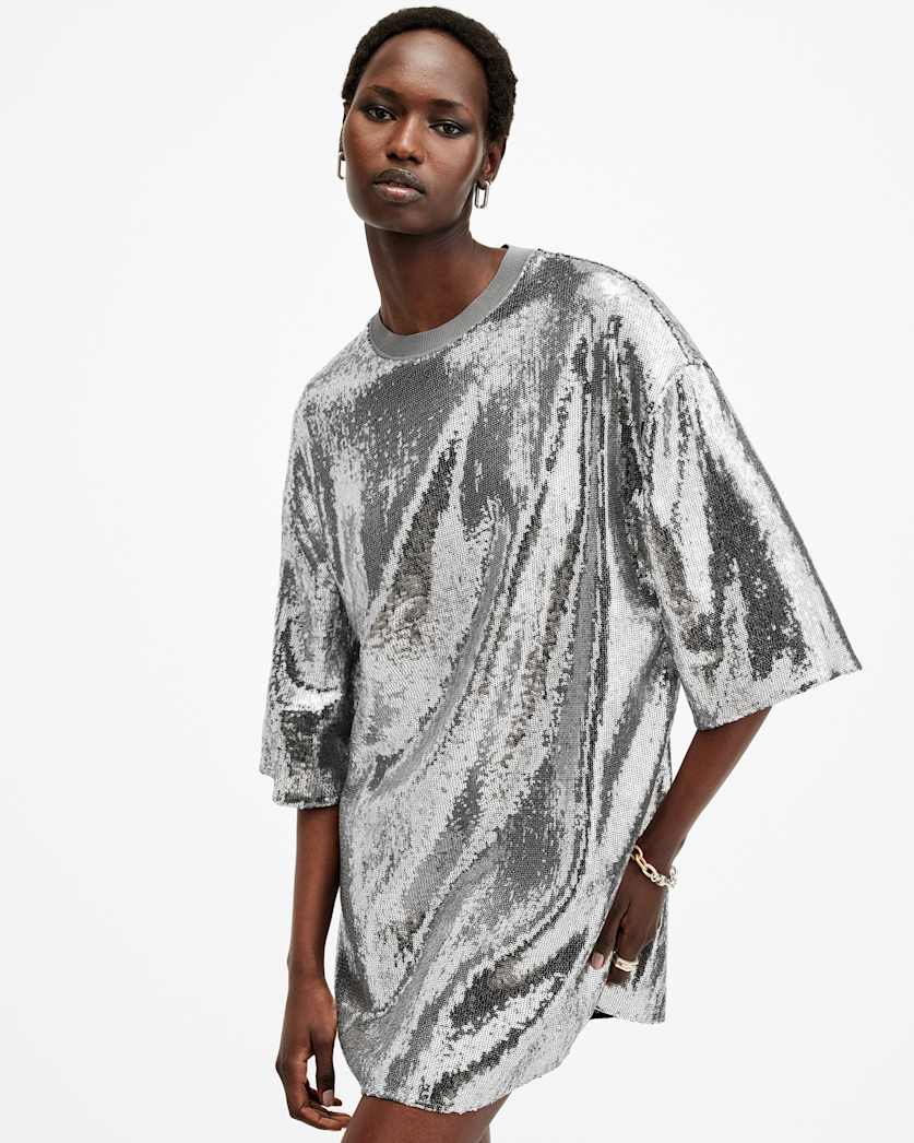 Opal Sequin T-Shirt Mini Logo Dress