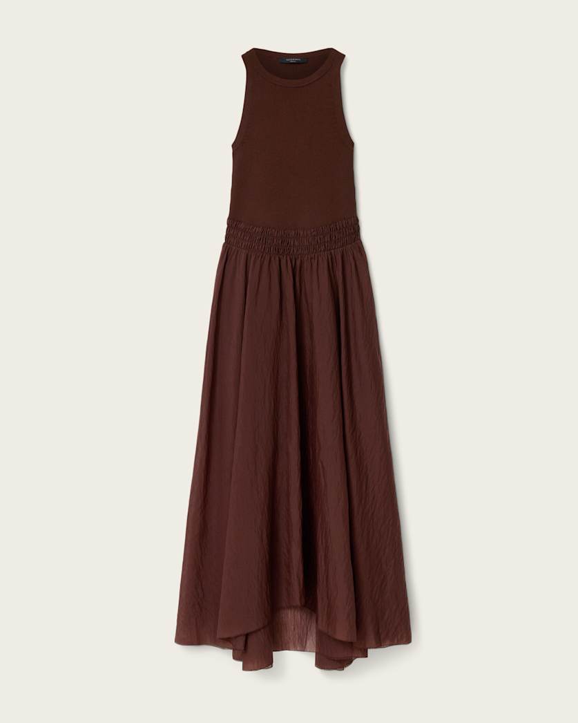 Zenia Sleeveless Asymmetric Midi Dress