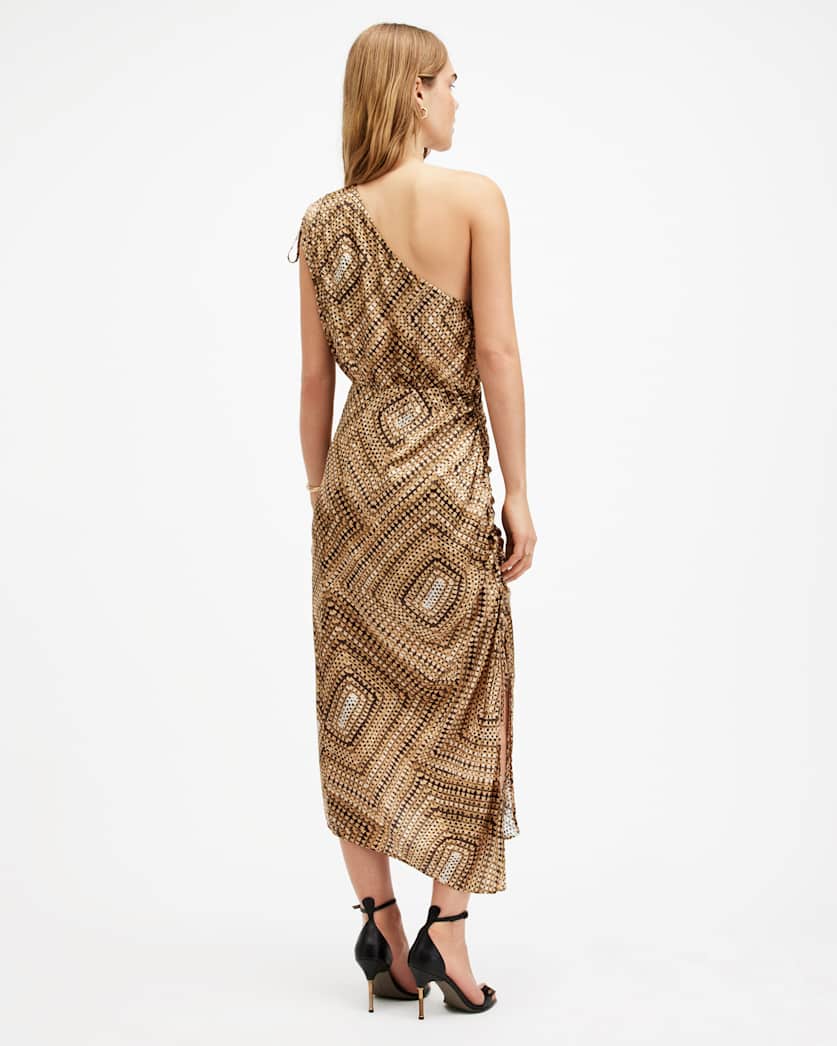 Laura Silk Blend One Shoulder Maxi Dress