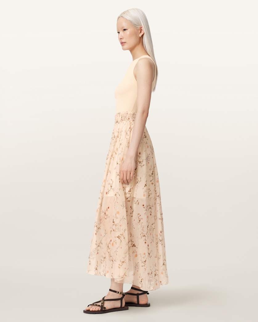 Zenia Sleeveless Knit Woven Midi Dress