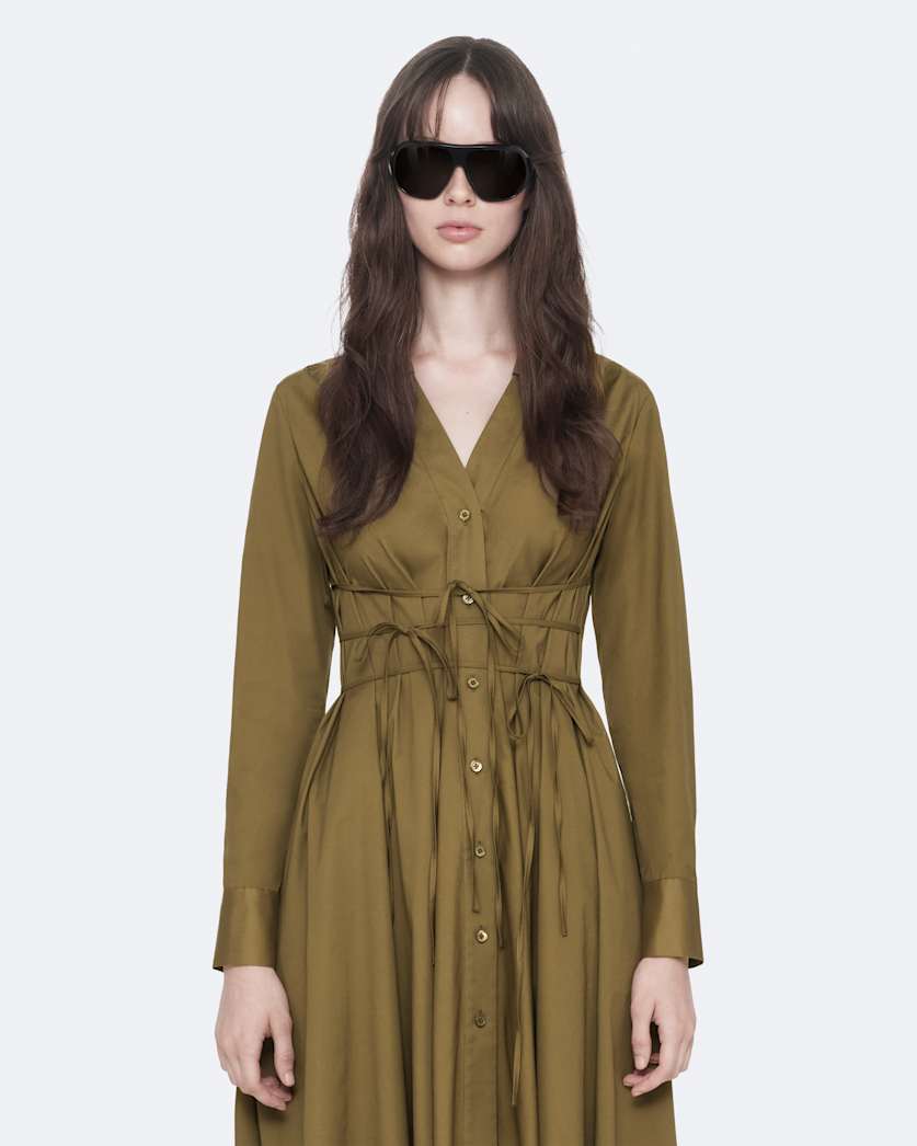 Marley asymmetric cotton poplin shirt dress