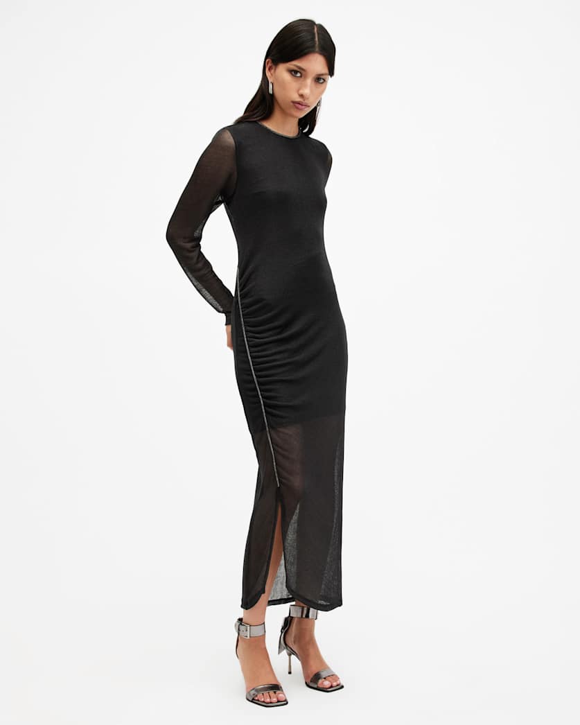 Nora Ruched Sparkle Midi Dress