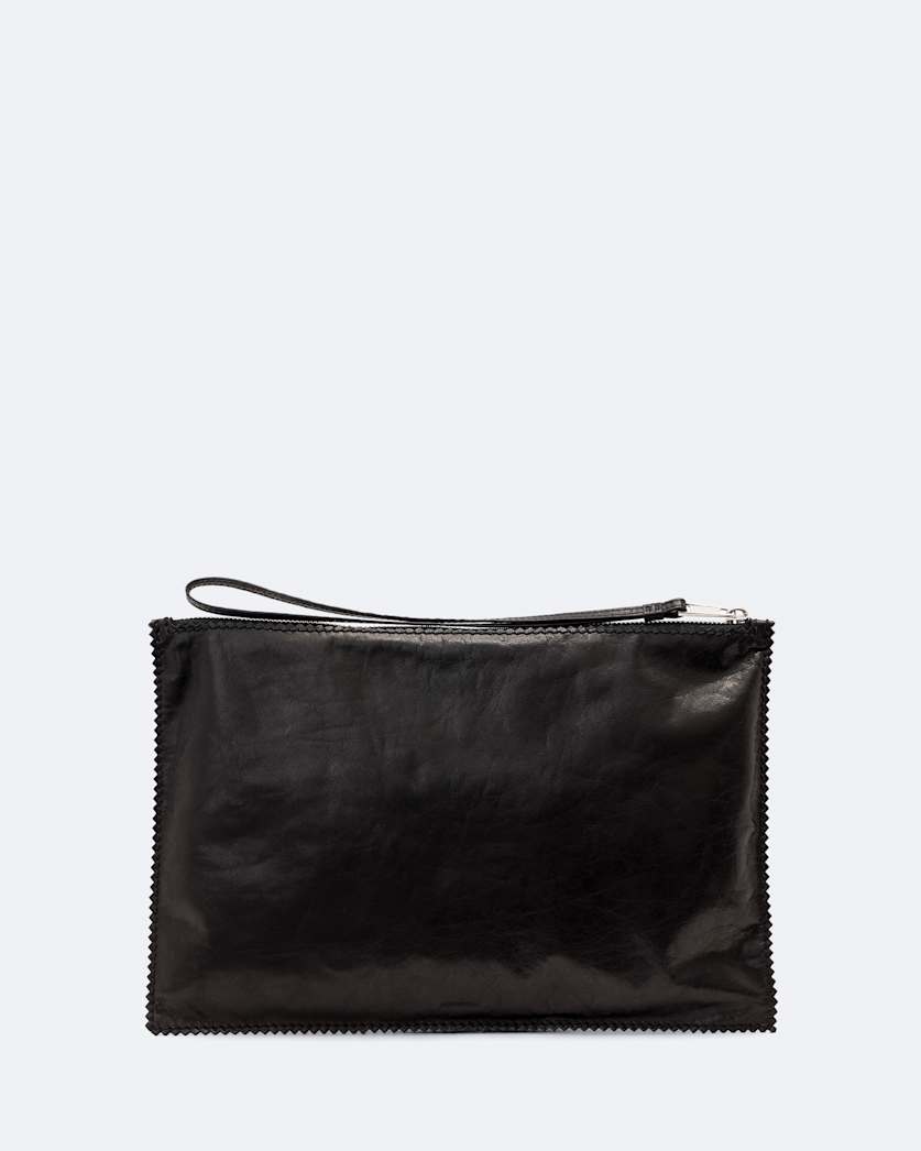 Siloh Pinked-Edge Large Leather Pouch
