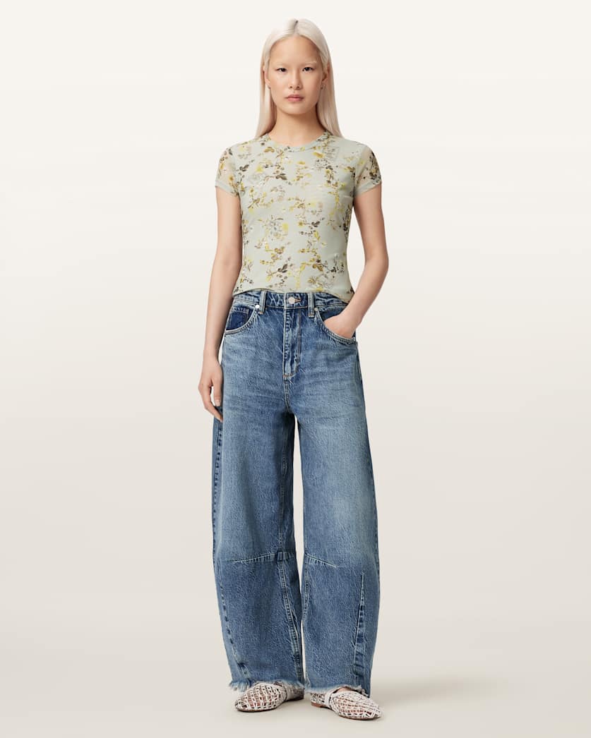 Ellie Mesh Floral Print Slim T-Shirt
