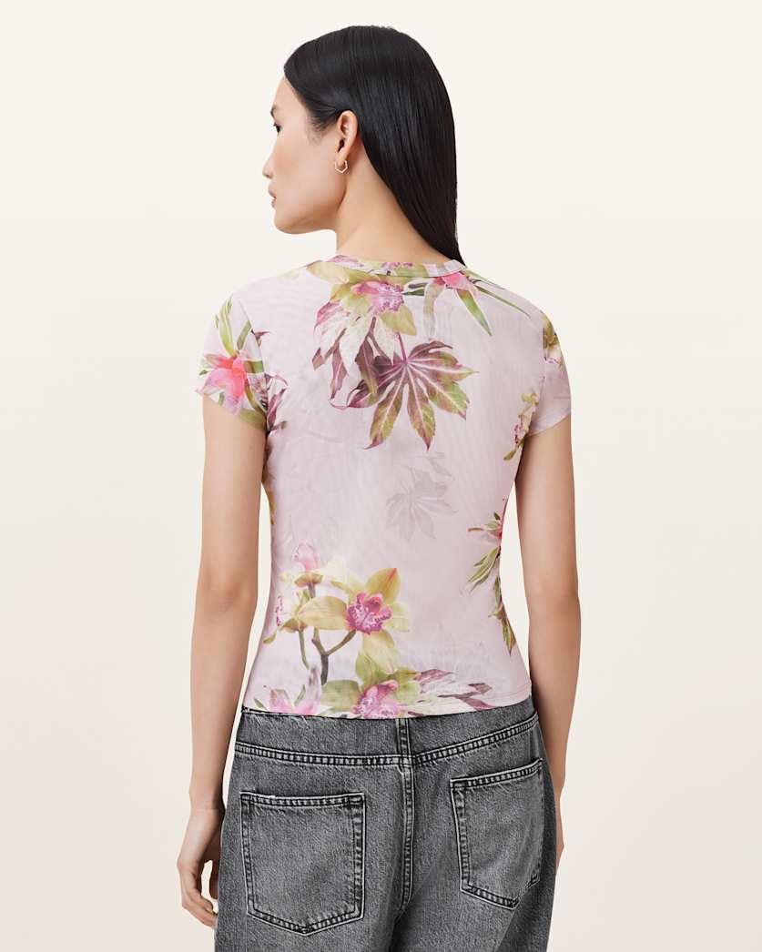 Ellie Floral Print Mesh T-Shirt