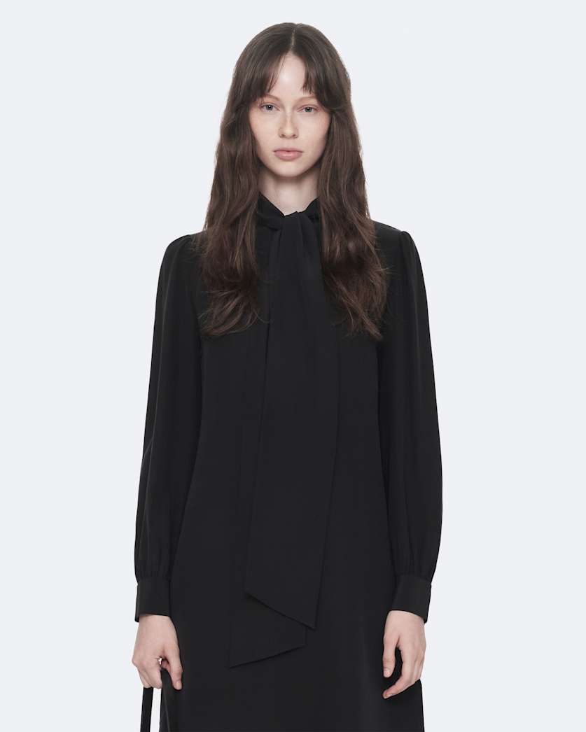 Jamie Long-Sleeve Silk Midi Dress