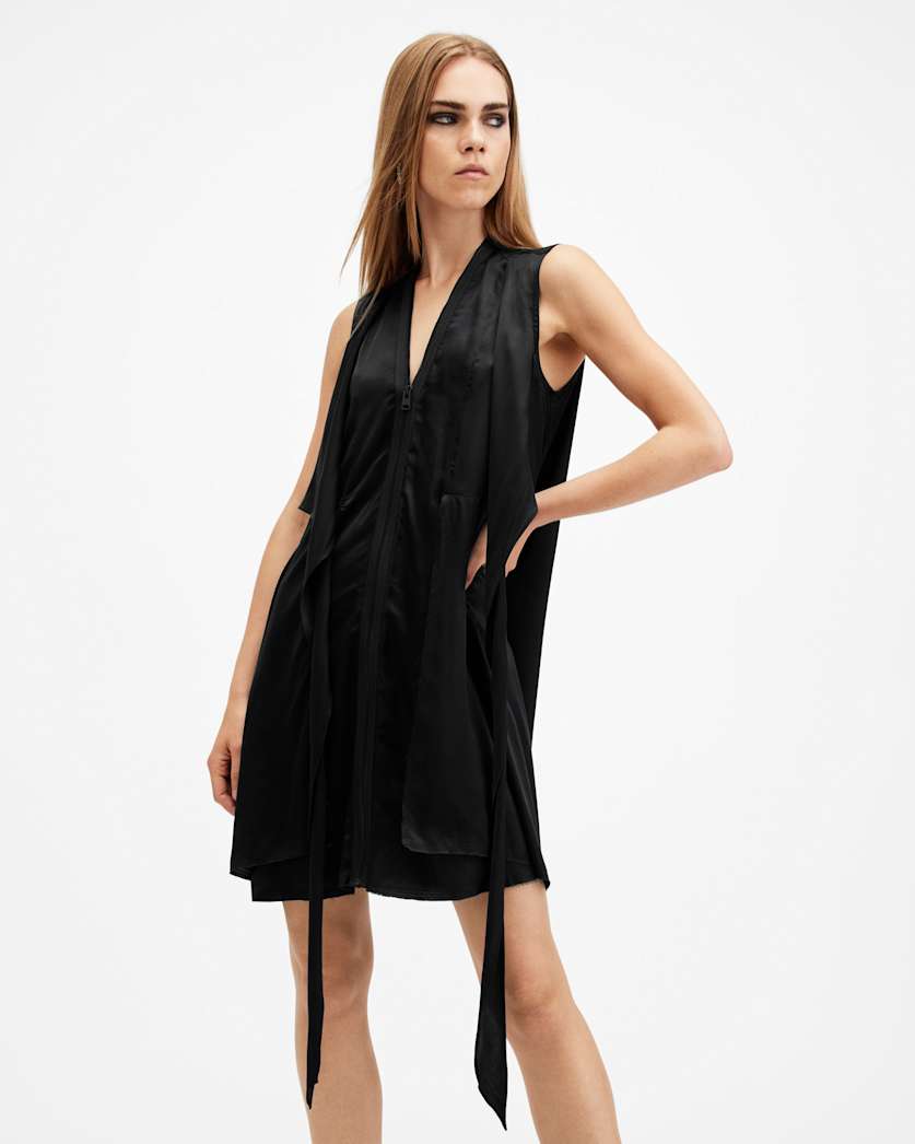 Jayda V-Neck Zip Front Mini Dress