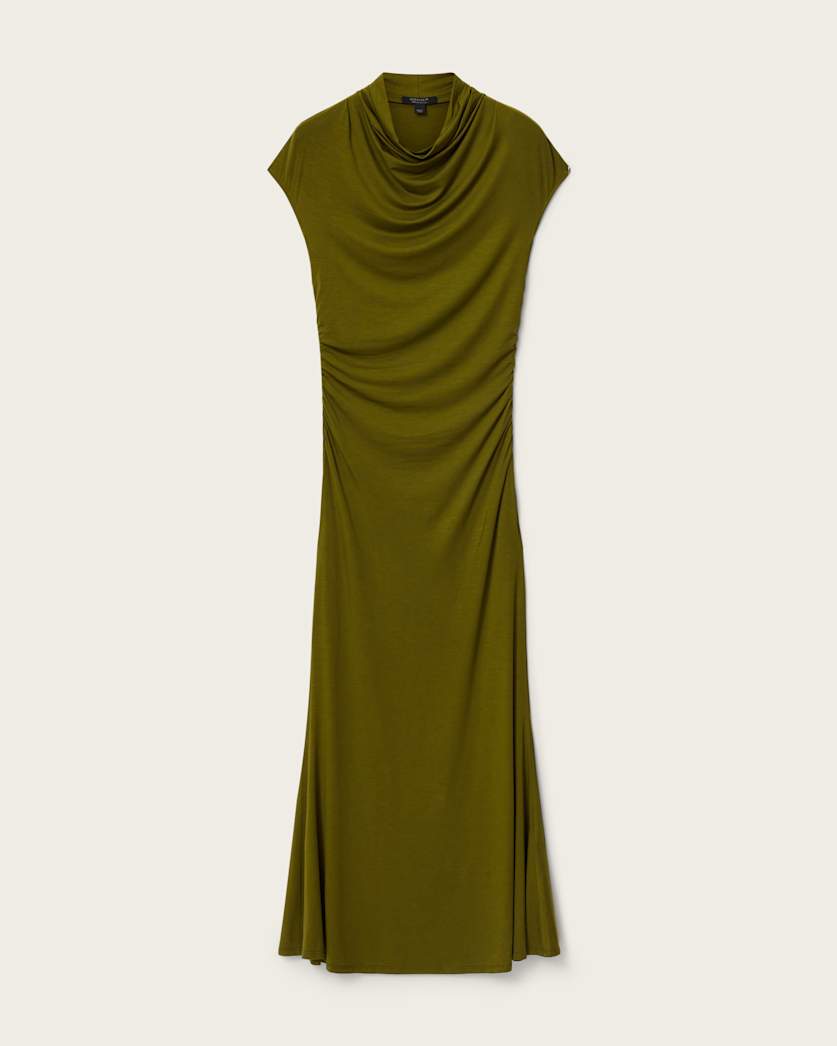 Selena Bodycon Maxi Dress KHAKI GREEN | ALLSAINTS