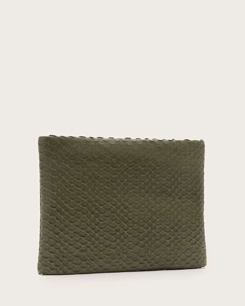 Bettina Snake-Effect Leather Clutch