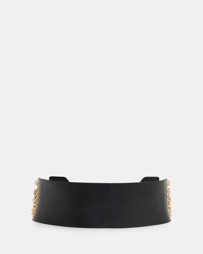 Zora Wide Leather Chain Belt