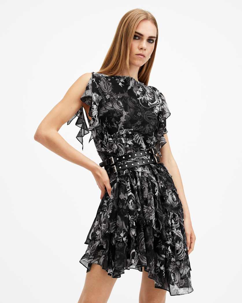 Callie Slash Neck Floral Mini Dress