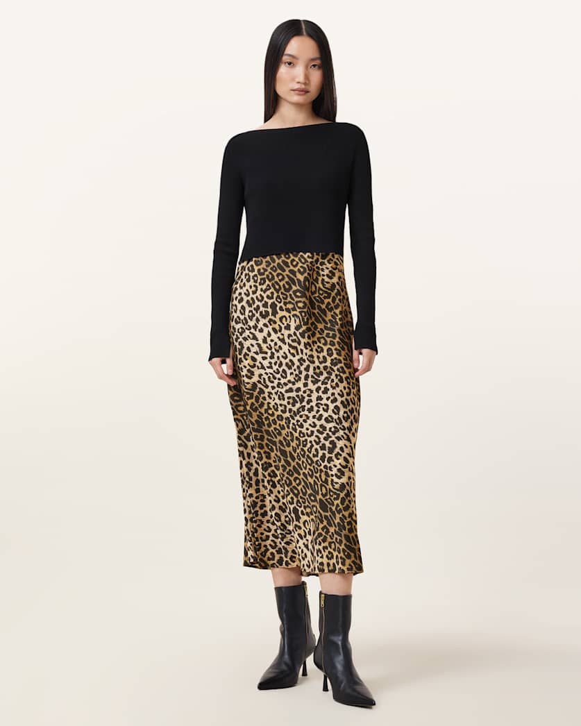 Hera Leopard Print 2-In-1 Midi Dress