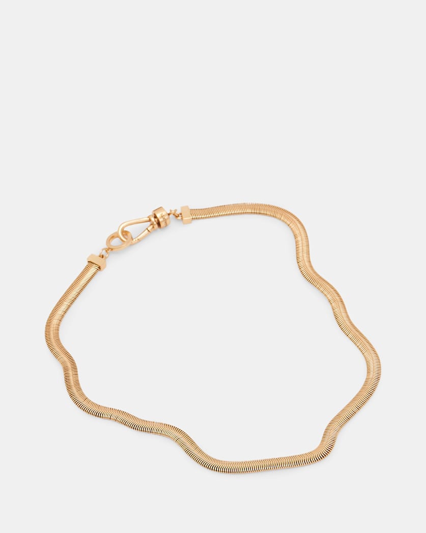 Flat Gold Tone Snake Chain Necklace