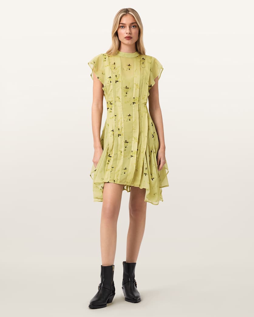 Fleur Printed Asymmetric Mini Dress