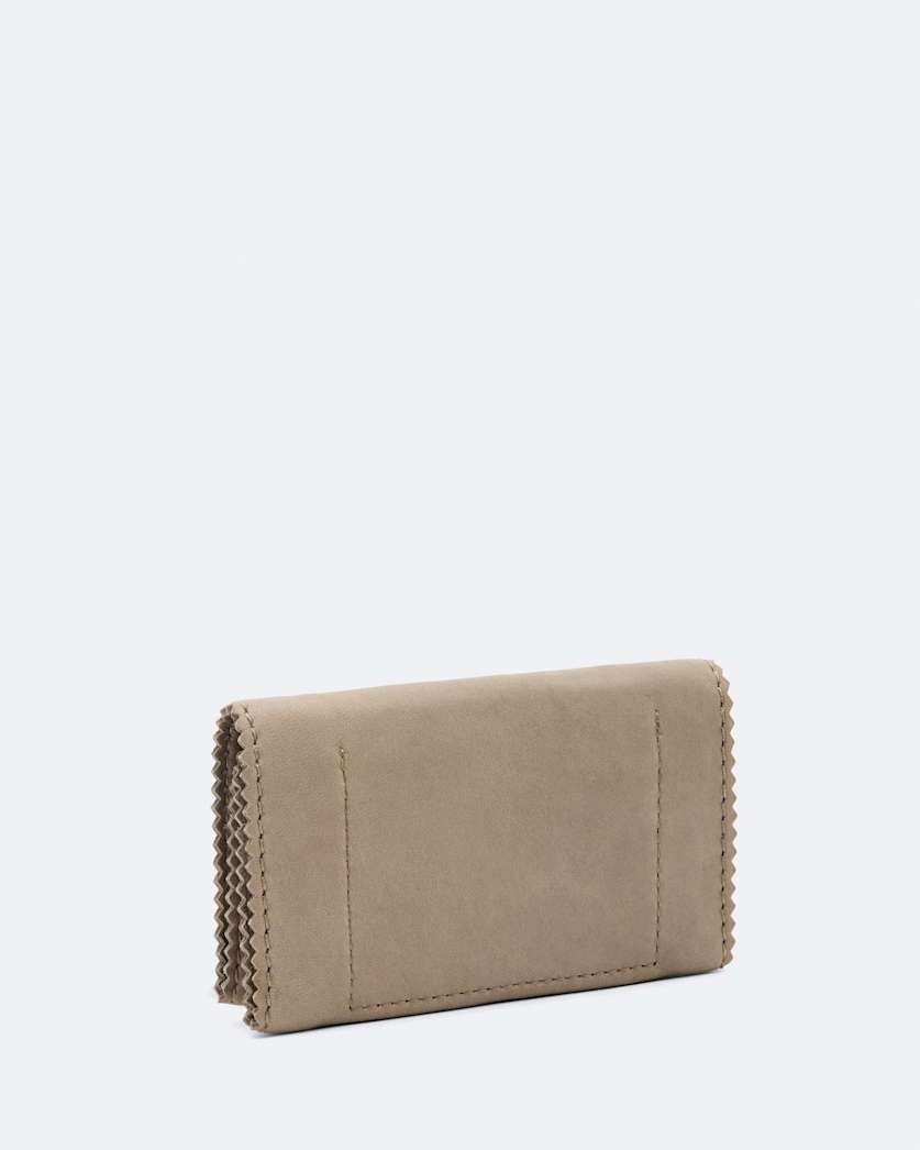 Pinked edge leather bi fold wallet
