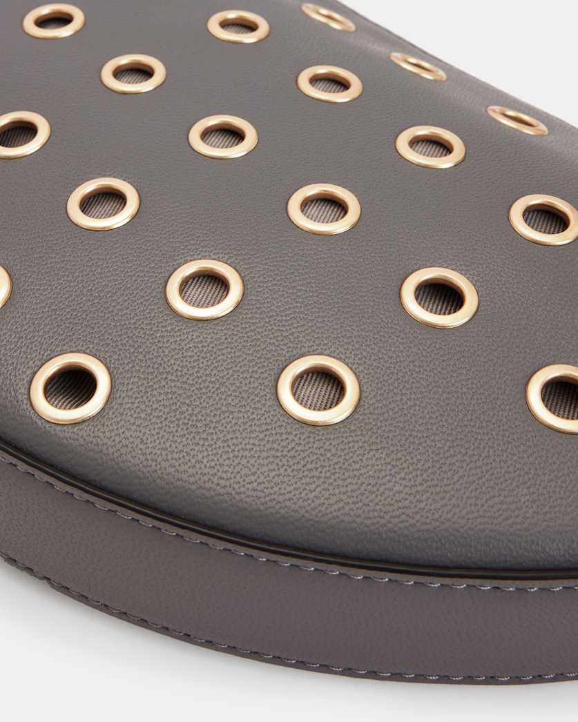 Half Moon Leather Eyelet Crossbody Bag