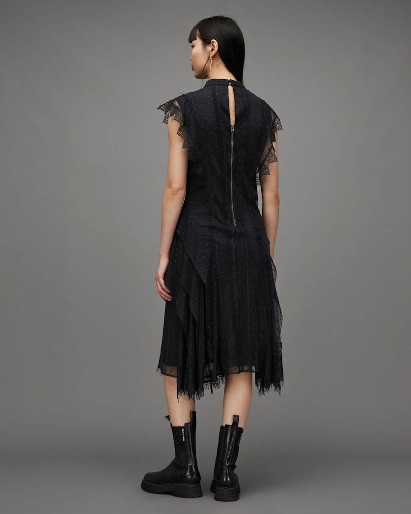 Freya Lace Asymmetric Hem Midi Dress