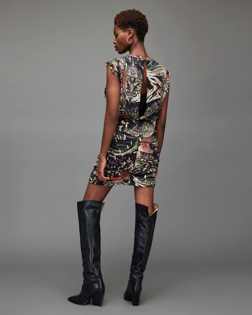 Hali Gene Butterfly Print Mini Dress