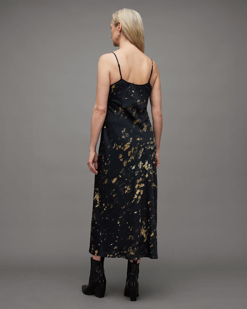 Bryony Gold Print Ronnie Midi Slip Dress