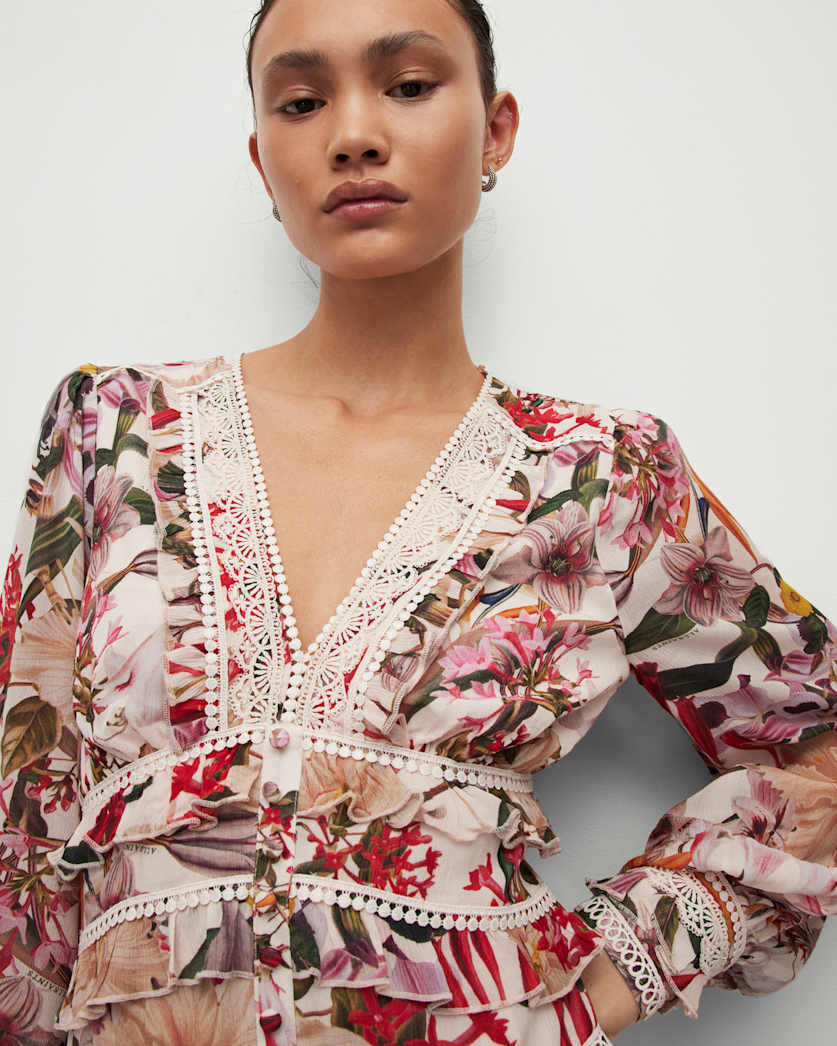 Zora Leondra V-Neck Ruffled Mini Dress