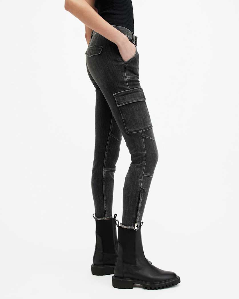 Duran Mid-Rise Skinny Cargo Denim Jeans