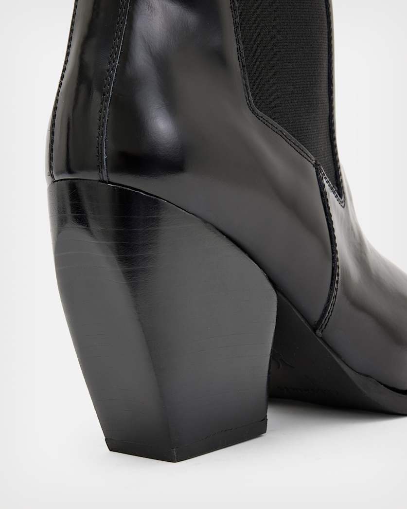 Ria Pointed Leather Heeled Boots