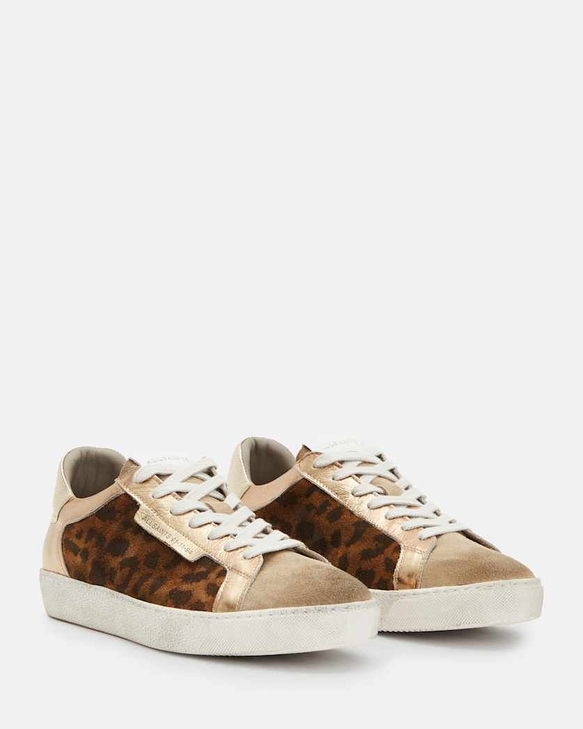 Sheer Leopard Print Leather Trainers